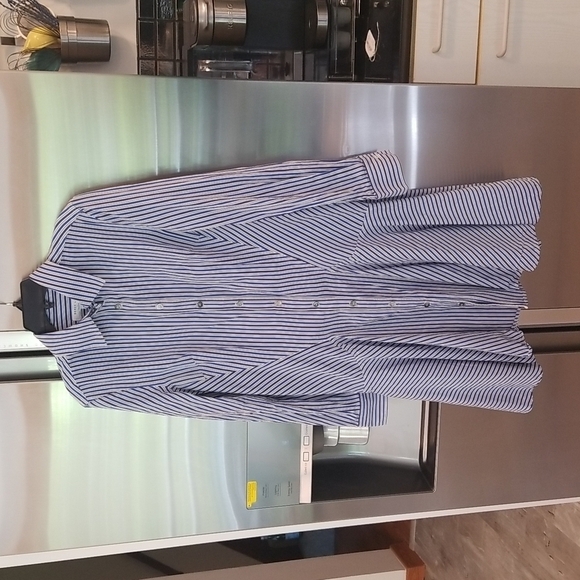 💕DEREK LAM💕 Blue Pin Stripe Shirtdress ~ Blue White 40 EUC Minimalist Chic - Picture 8 of 13